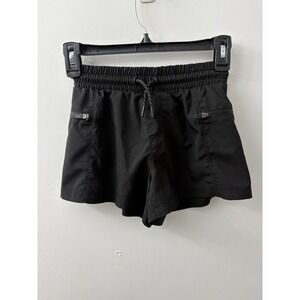 Stretchtech Black Shorts Quick Dry Girls Size M Drawstring Zip Pocket Activewear